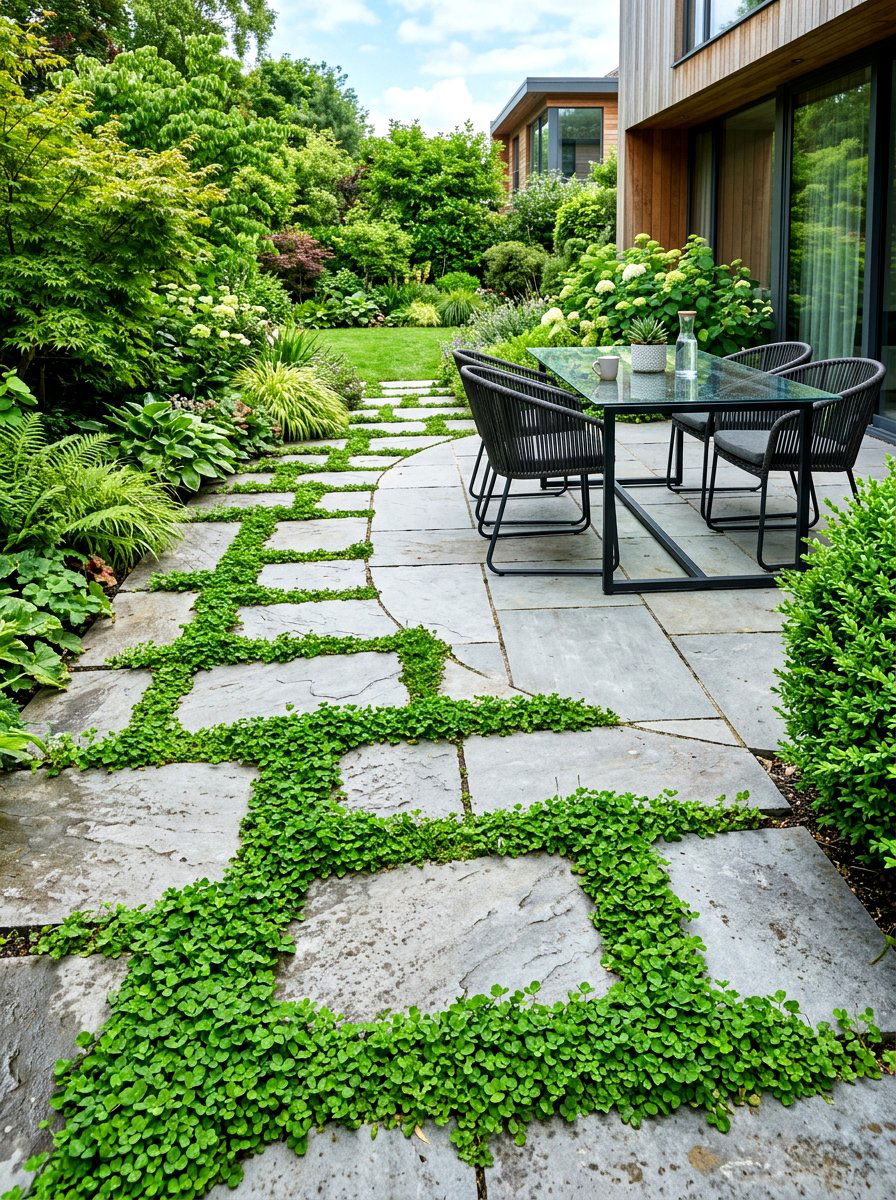 Clover Between Pavers - 30 clover lawn ideas