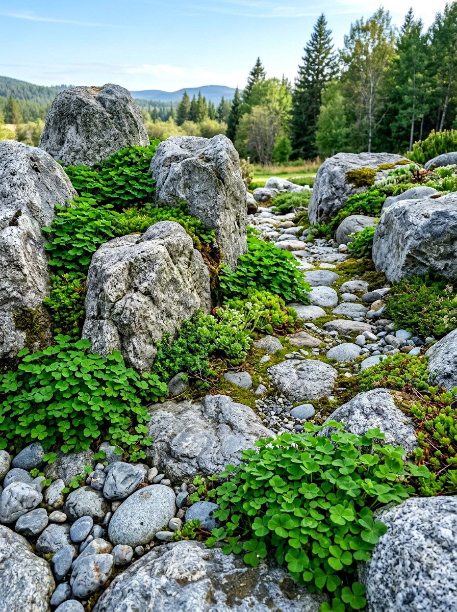Clover In Rock Garden - 30 clover backyard ideas