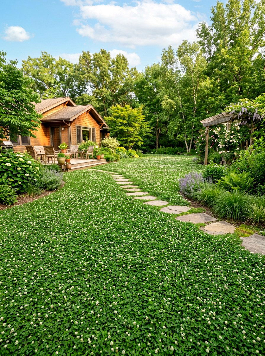 Clover Lawn - 30 low maintenance landscaping ideas