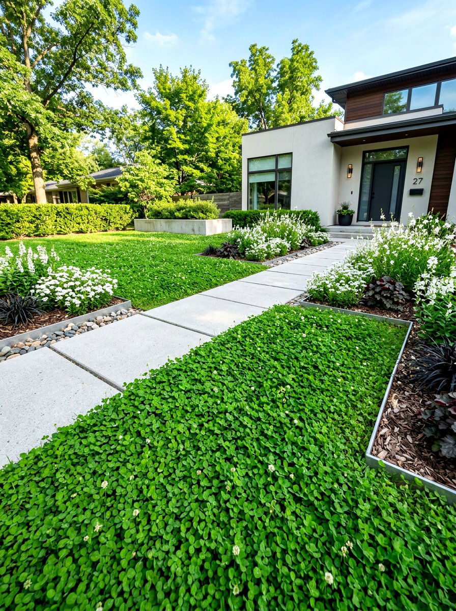 Clover Lawn - 30 no mow front yard ideas