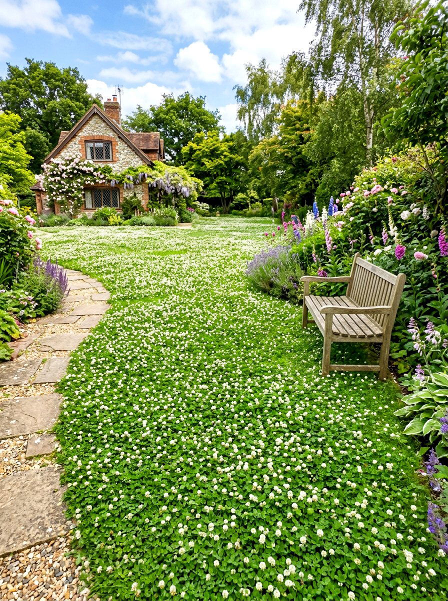Clover Lawn Alternative - 30 pollinator garden ideas