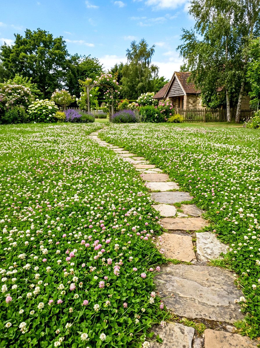 Clover Lawn Alternative - 30 bee friendly garden ideas