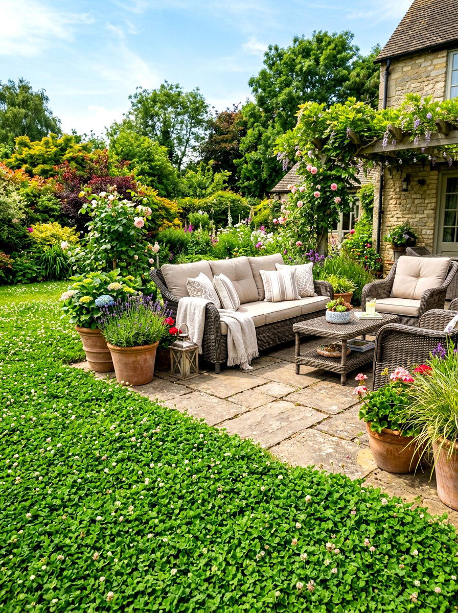 Clover Near Patio Seating - 30 clover backyard ideas
