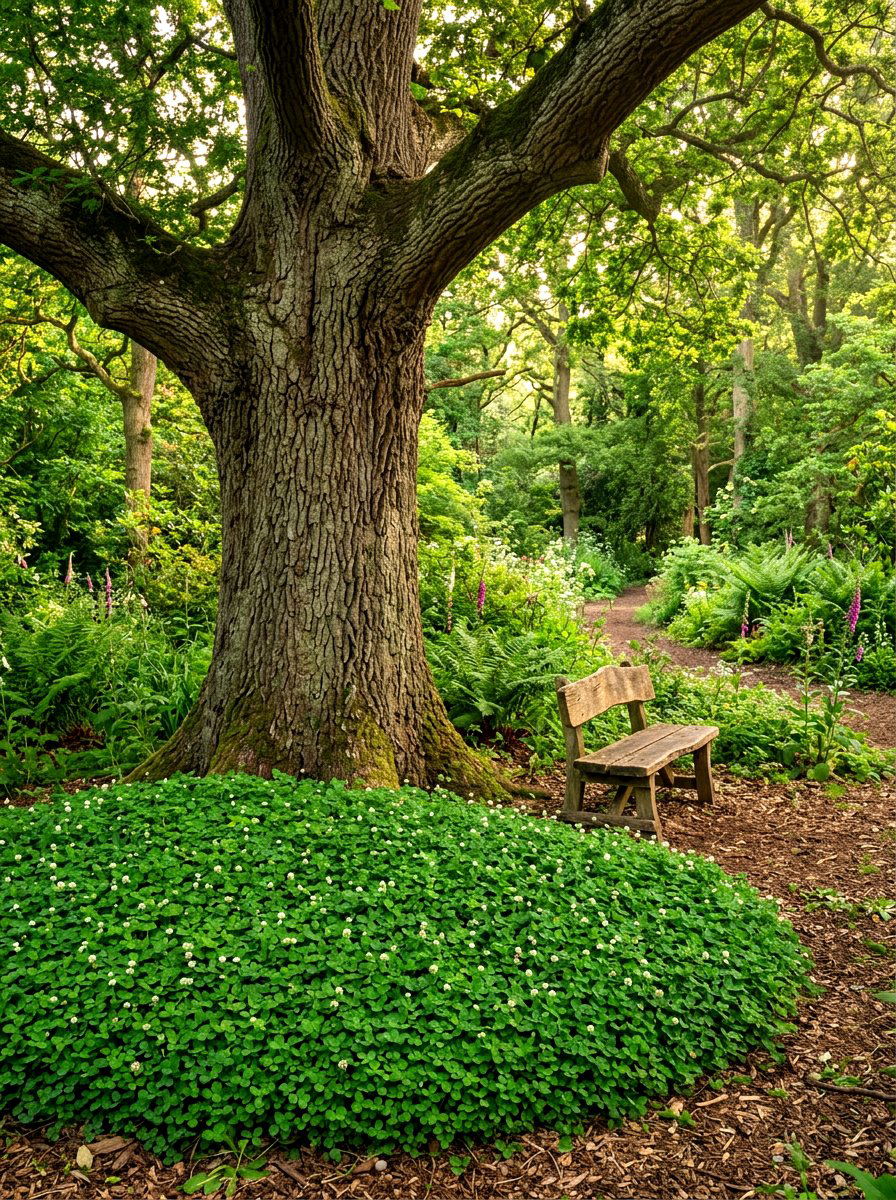 Clover Under Trees - 30 clover backyard ideas