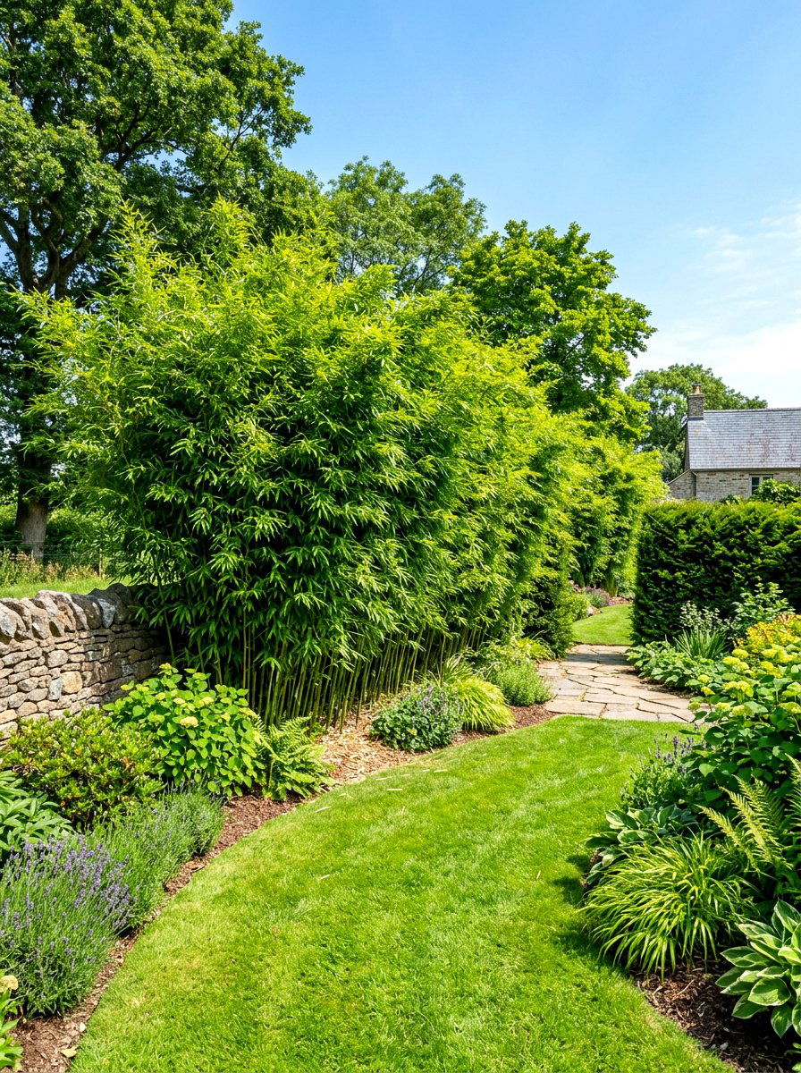 Clumping bamboo privacy wall - 30 bamboo planter screen ideas