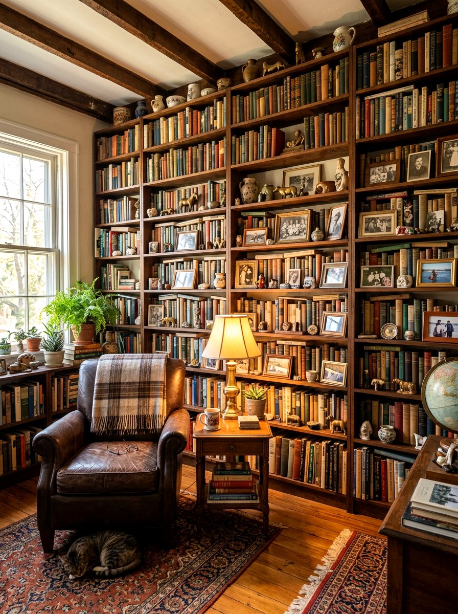 Cluttercore Bookshelf Styling - 30 eclectic home decor ideas