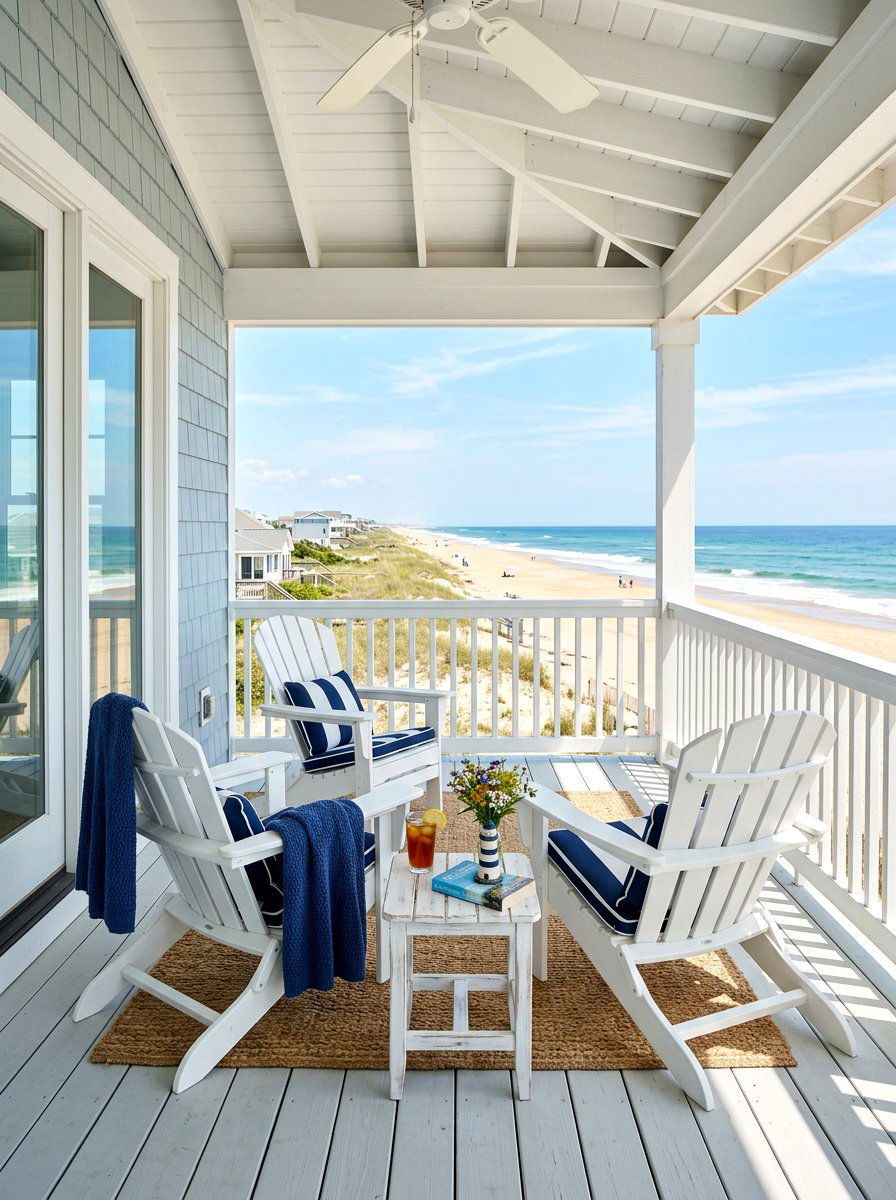 Coastal Adirondack Chairs - 30 Pinterest front porch decor ideas