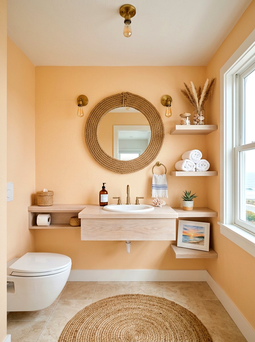 Coastal Apricot Powder Room - 30 apricot powder room ideas