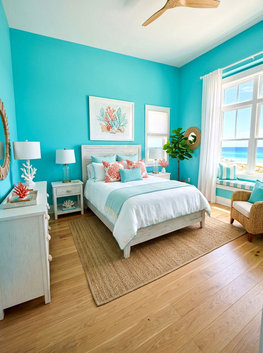 Coastal Aqua Bedroom - 30 ocean blue bedroom ideas