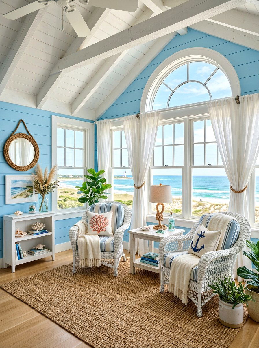 Coastal Attic Sunroom Retreat - 30 attic reading nook ideas