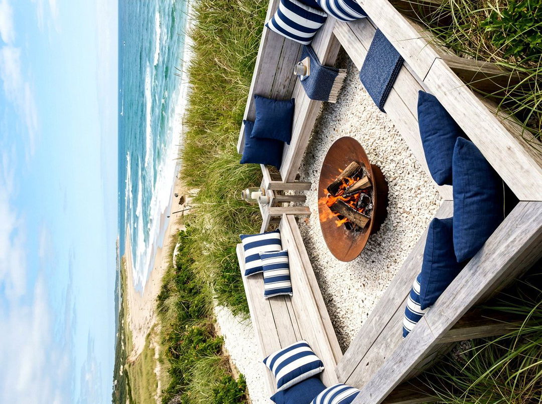 Coastal Backyard Fire Pit - 30 sunken fire lounge ideas