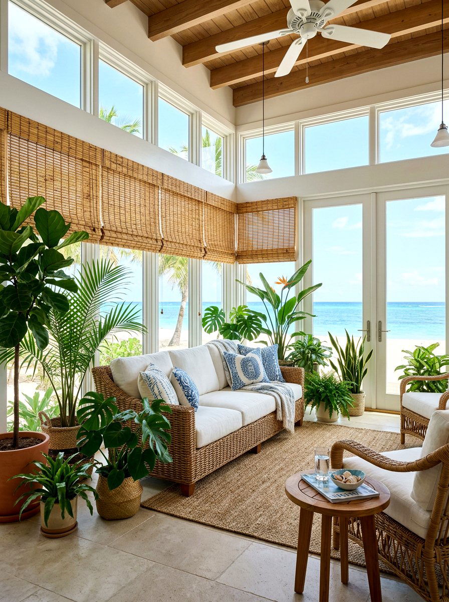 Coastal Bamboo Window Shades - 30 coastal home decor ideas