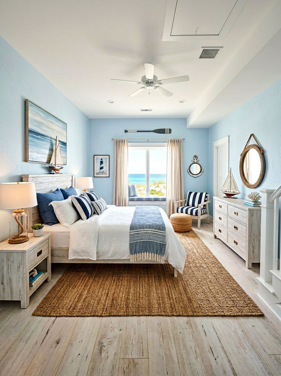 Coastal Basement Bedroom - 30 basement bedroom ideas