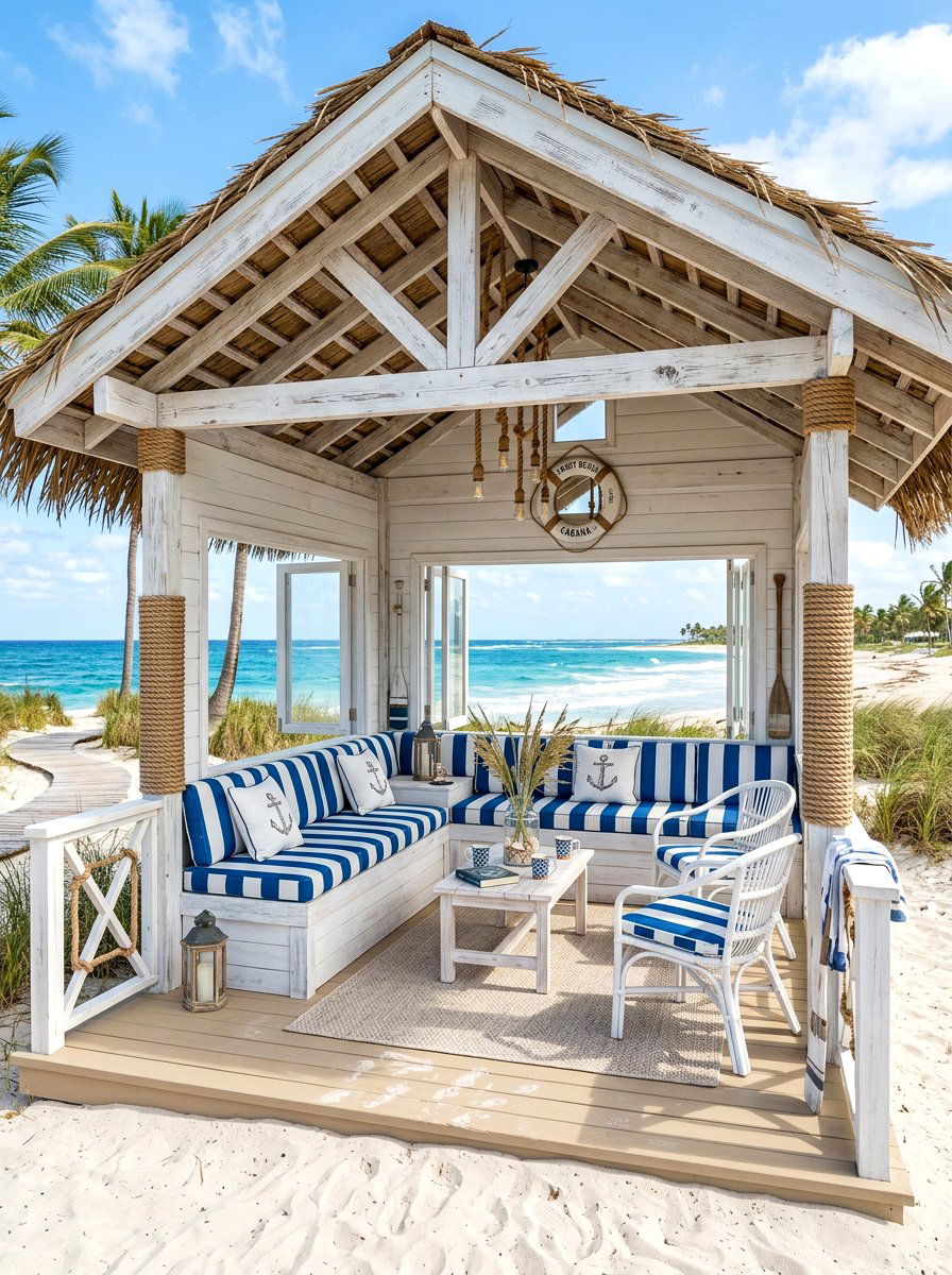 Coastal Beach Cabana - 30 pool cabana patio ideas