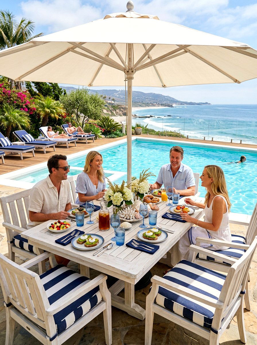 Coastal Beach Decor - 30 patio brunch setup ideas