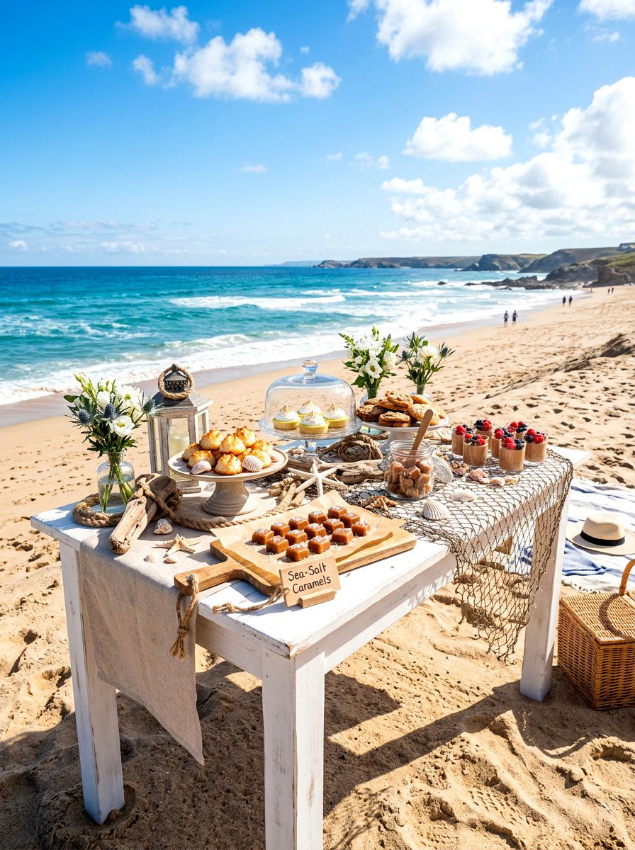 Coastal Beach Dessert Setup - 30 outdoor dessert station ideas