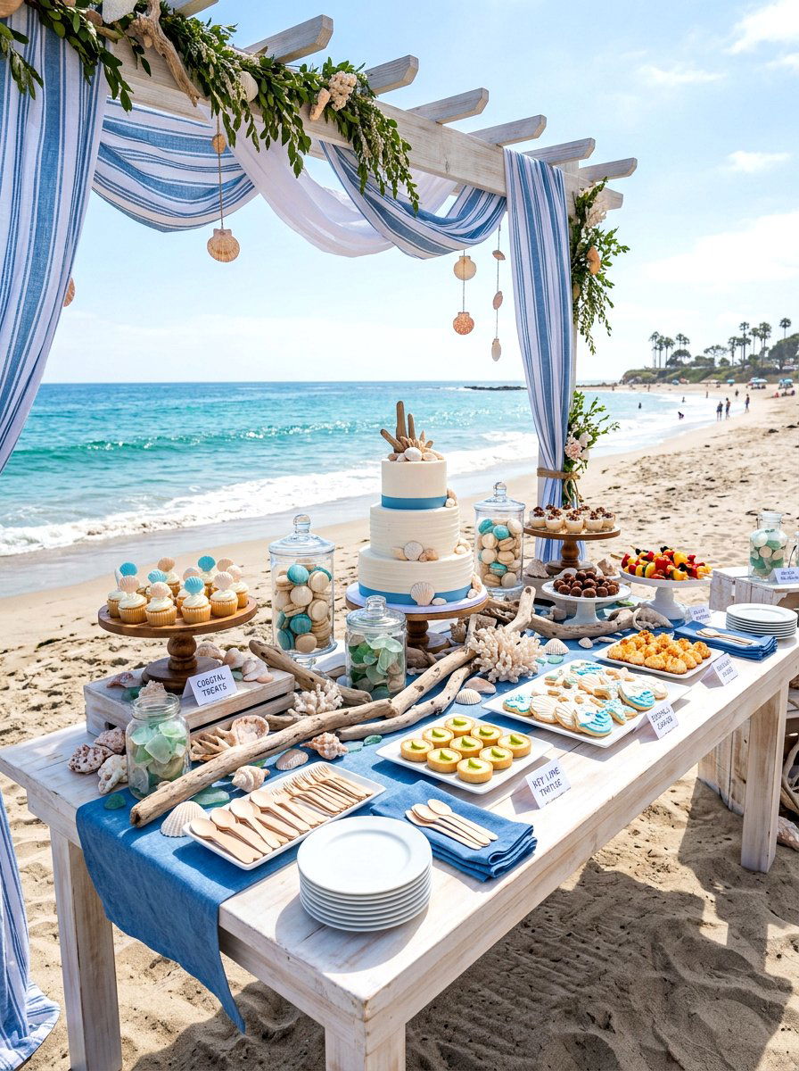 Coastal Beach Dessert Station - 30 dessert station aesthetic ideas