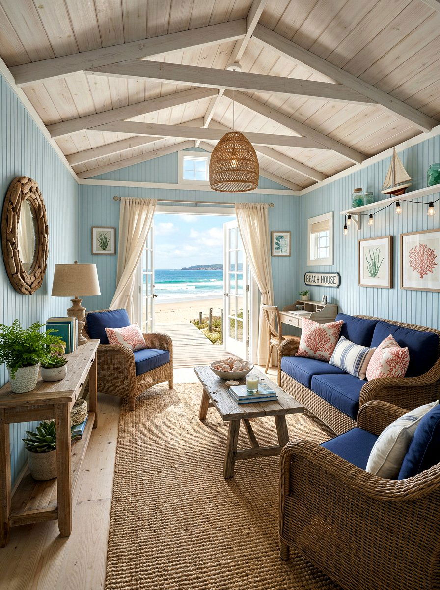 Coastal Beach Escape - 30 she shed interior ideas