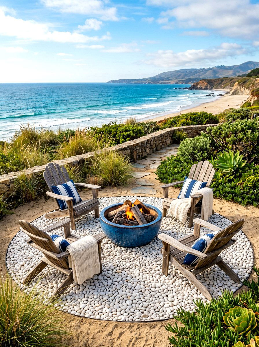 Coastal Beach Fire Pit - 30 fire pit gravel area ideas
