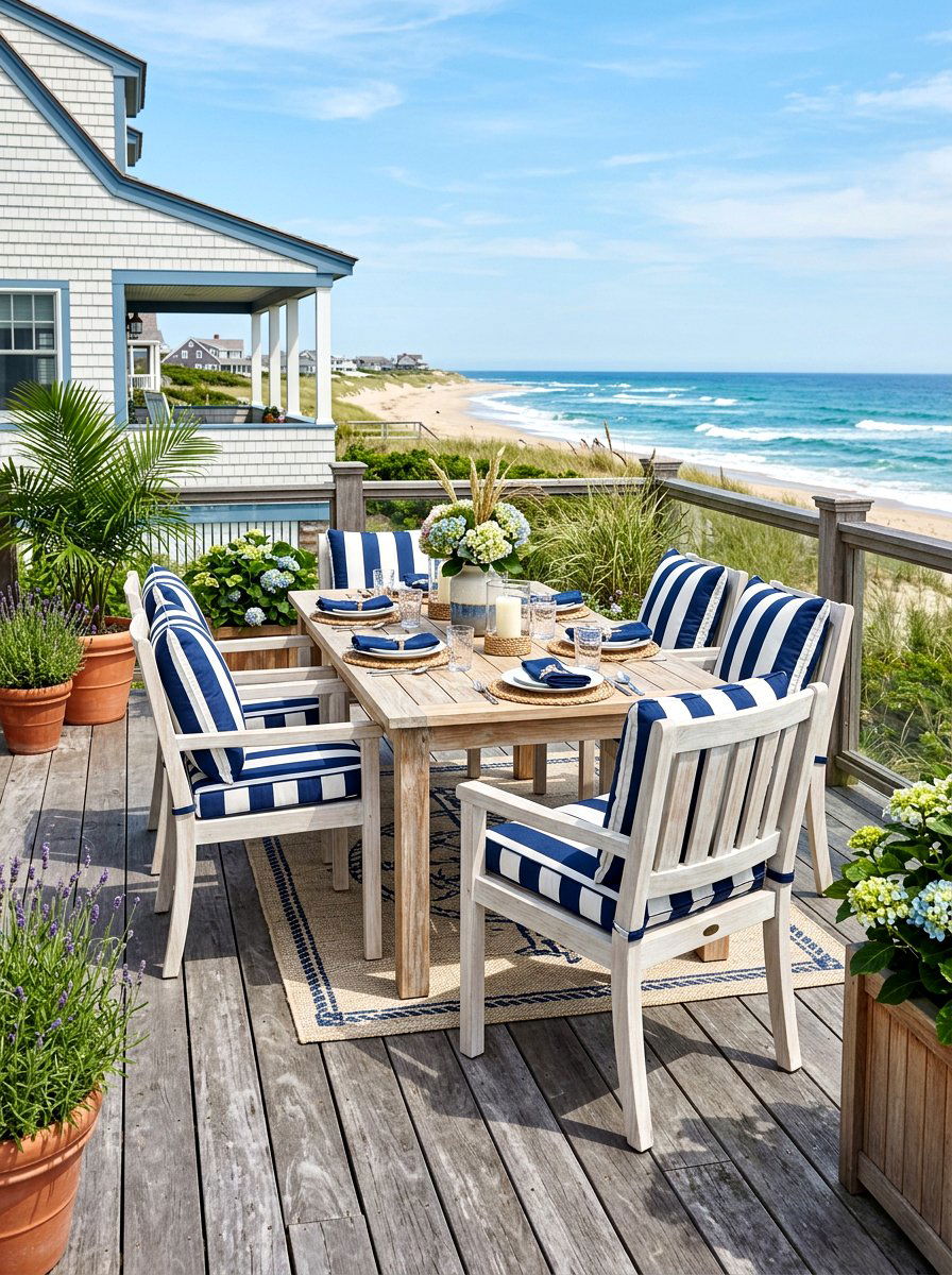 Coastal Beach House Patio - 30 poolside dining ideas