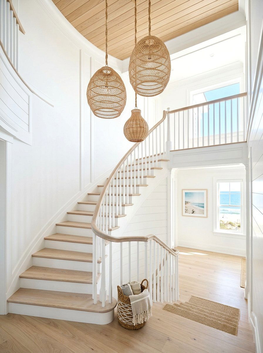 Coastal Beach House Staircase Lighting - 30 stair lighting ideas