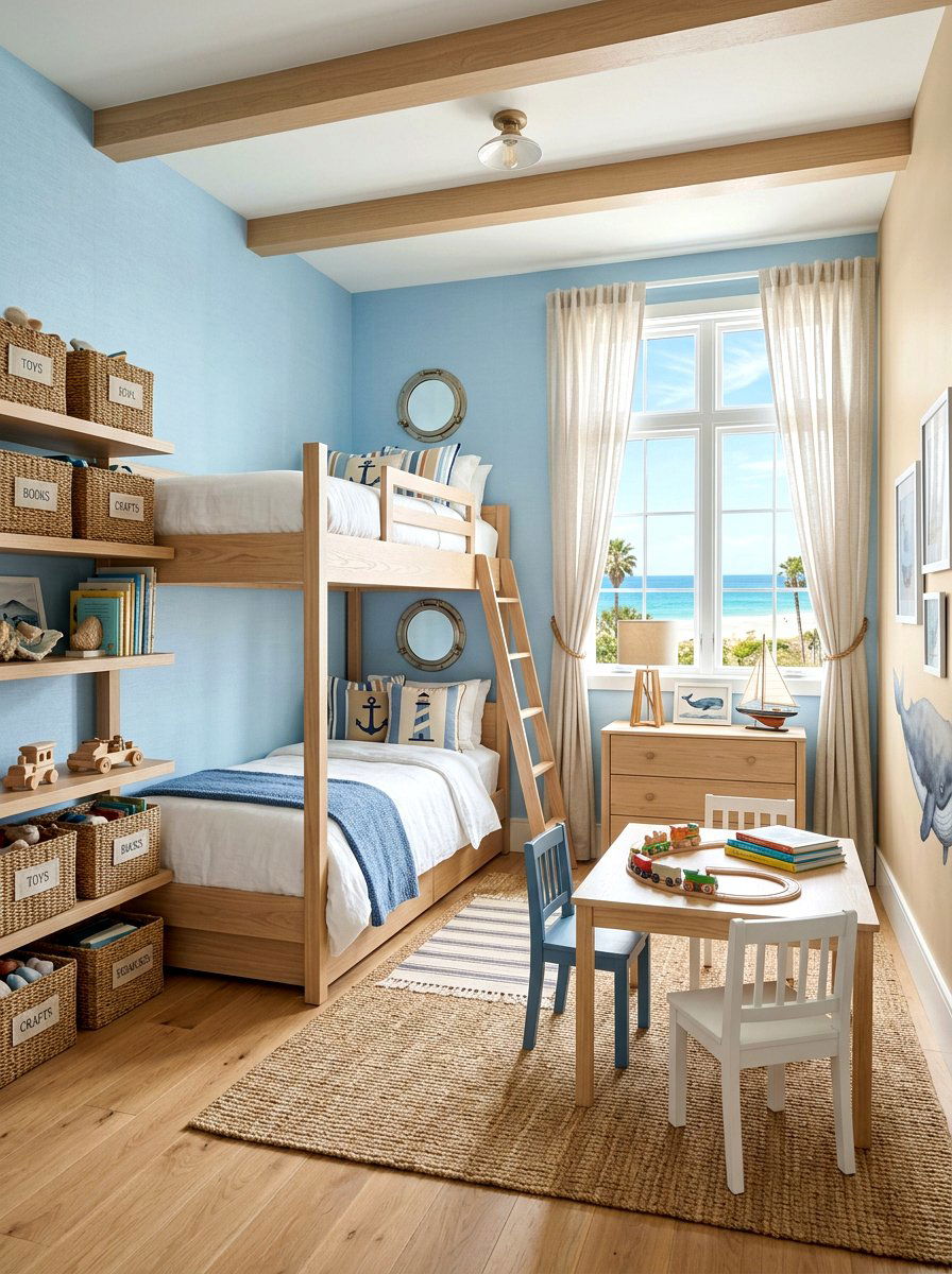Coastal Beach Kids Room - 30 aesthetic kids room ideas
