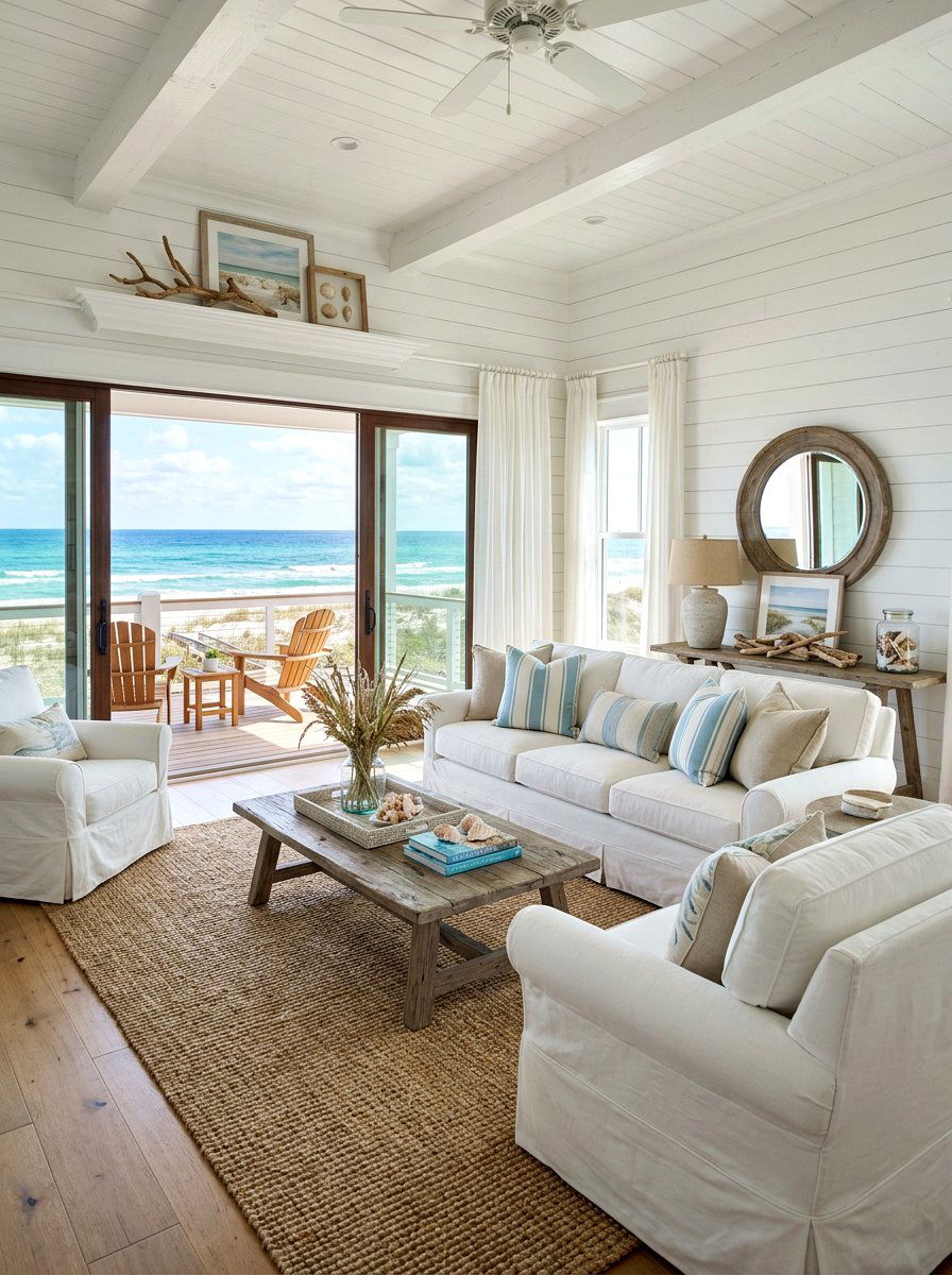 Coastal Beach Living Room - 30 cozy family room ideas