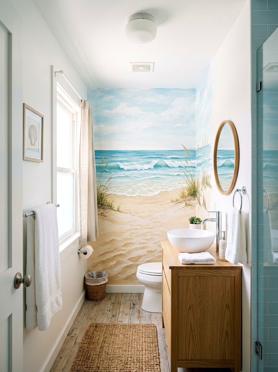 Coastal Beach Mural - 30 small room mural ideas