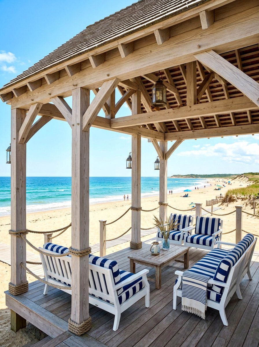 Coastal Beach Pavilion - 30 backyard pavilion lounge ideas