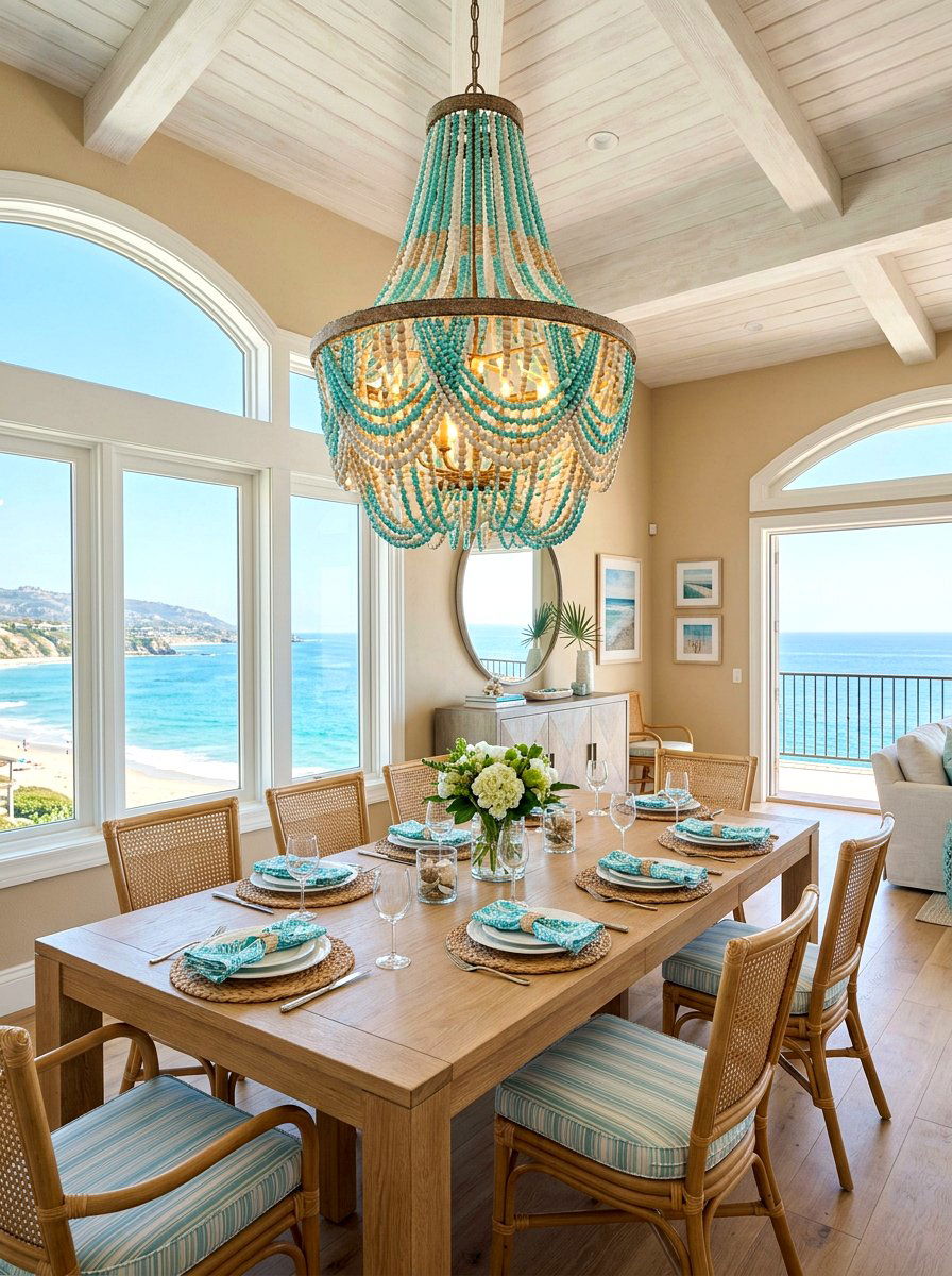 Coastal Beaded Chandelier - 30 formal dining room chandelier ideas