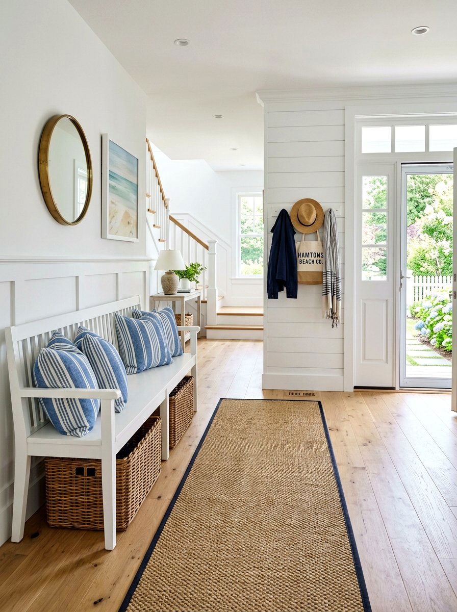 Coastal Bench Seating - 30 Hamptons entryway ideas