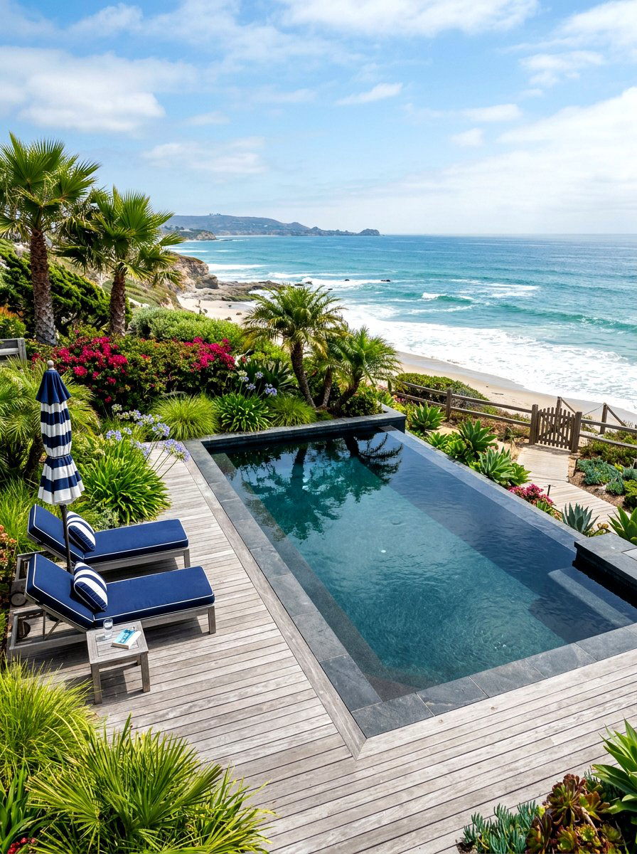Coastal Black Bottom Pool - 30 black bottom pool backyard ideas