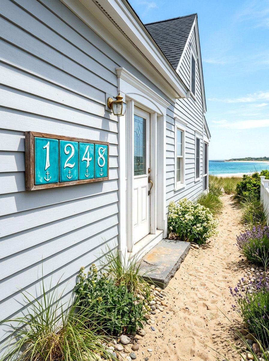 Coastal Blue Address Tile - 30 house number display ideas