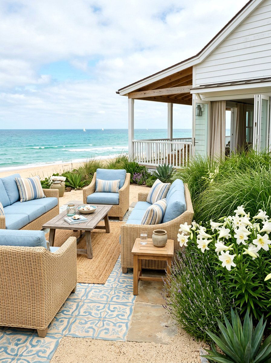 Coastal Blue And Sand Patio - 30 patio color scheme ideas