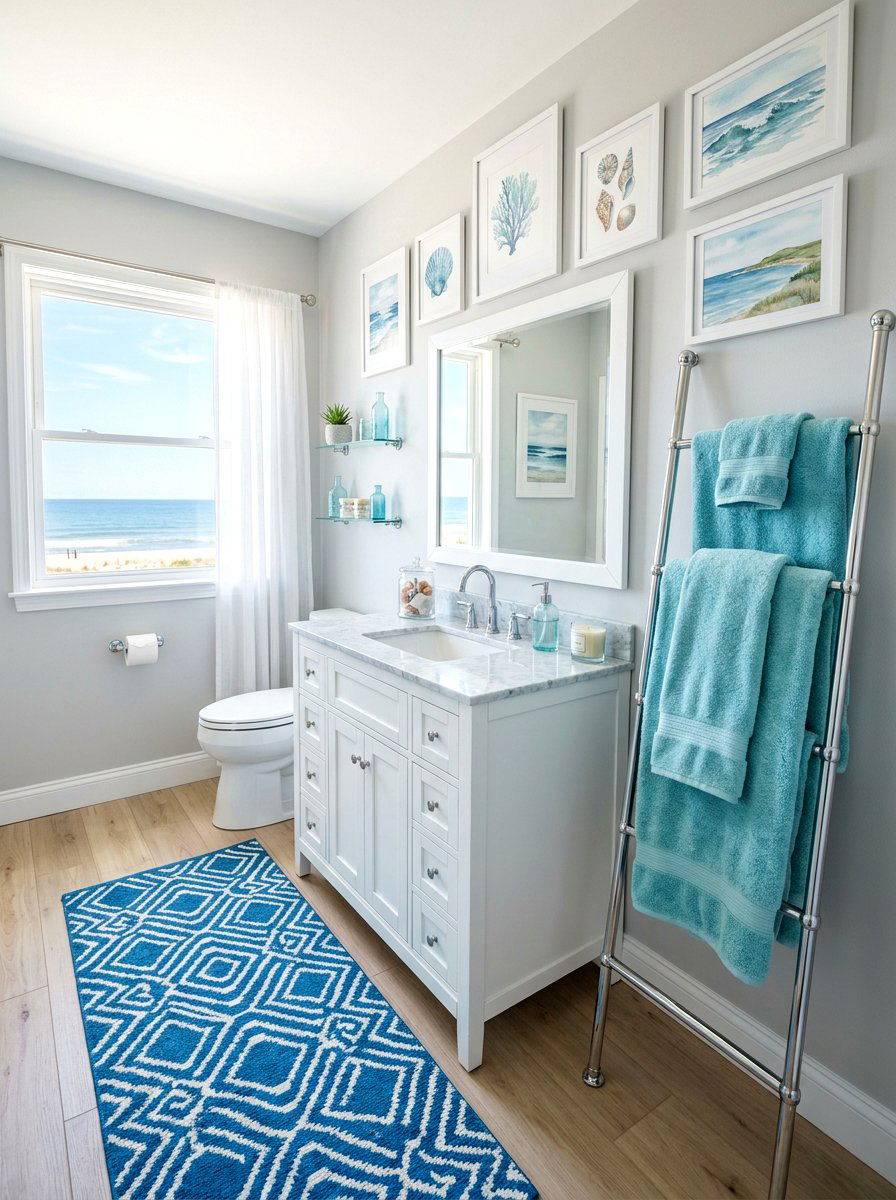 Coastal Blue Bathroom Decor - 30 Hamptons bathroom ideas