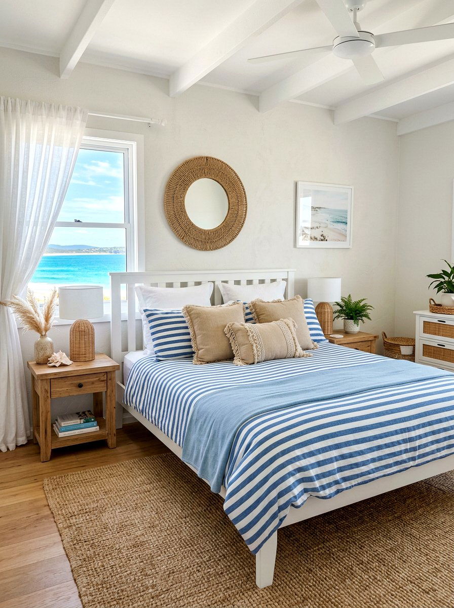 Coastal Blue Bedding - 30 bedscape styling ideas