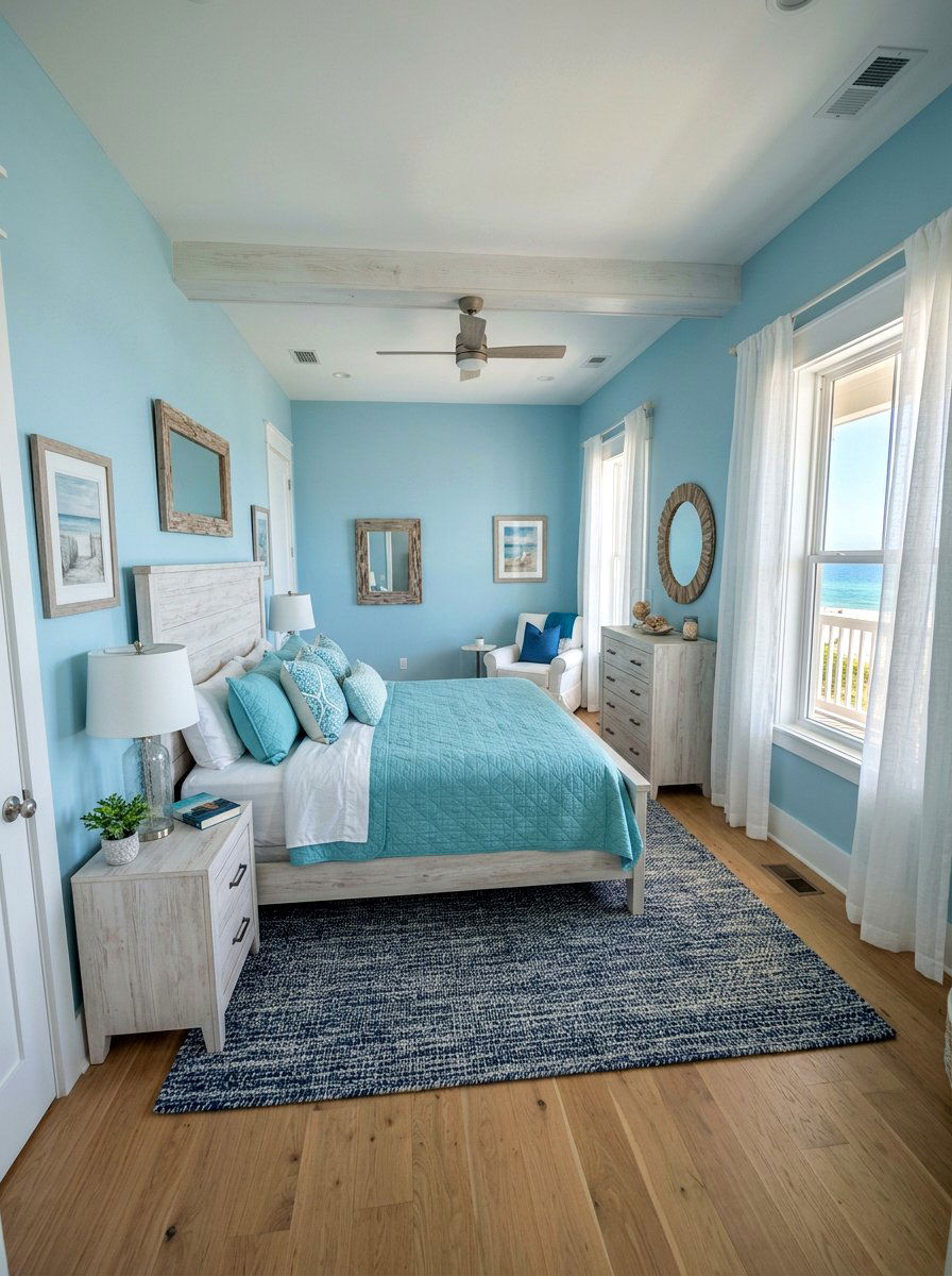 Coastal Blue Bedroom - 30 resort summer bedroom ideas