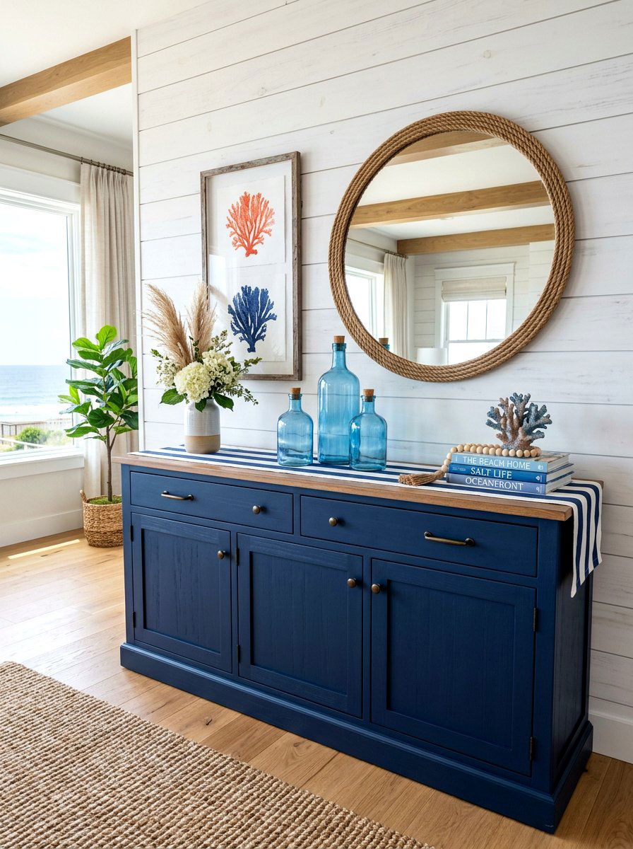 Coastal Blue Buffet - 30 buffet table decor ideas