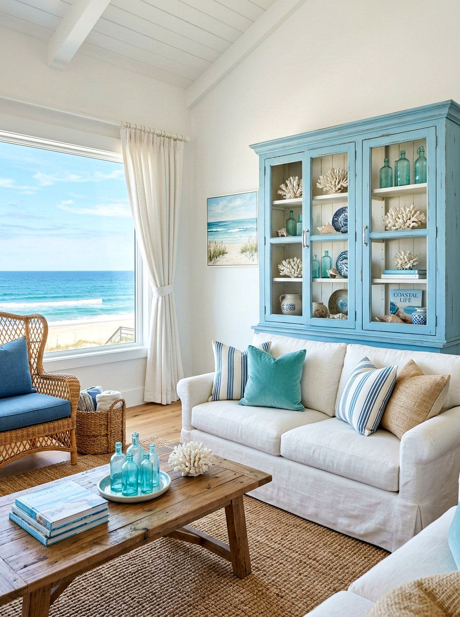 Coastal Blue China Cabinet - 30 china hutch styling ideas