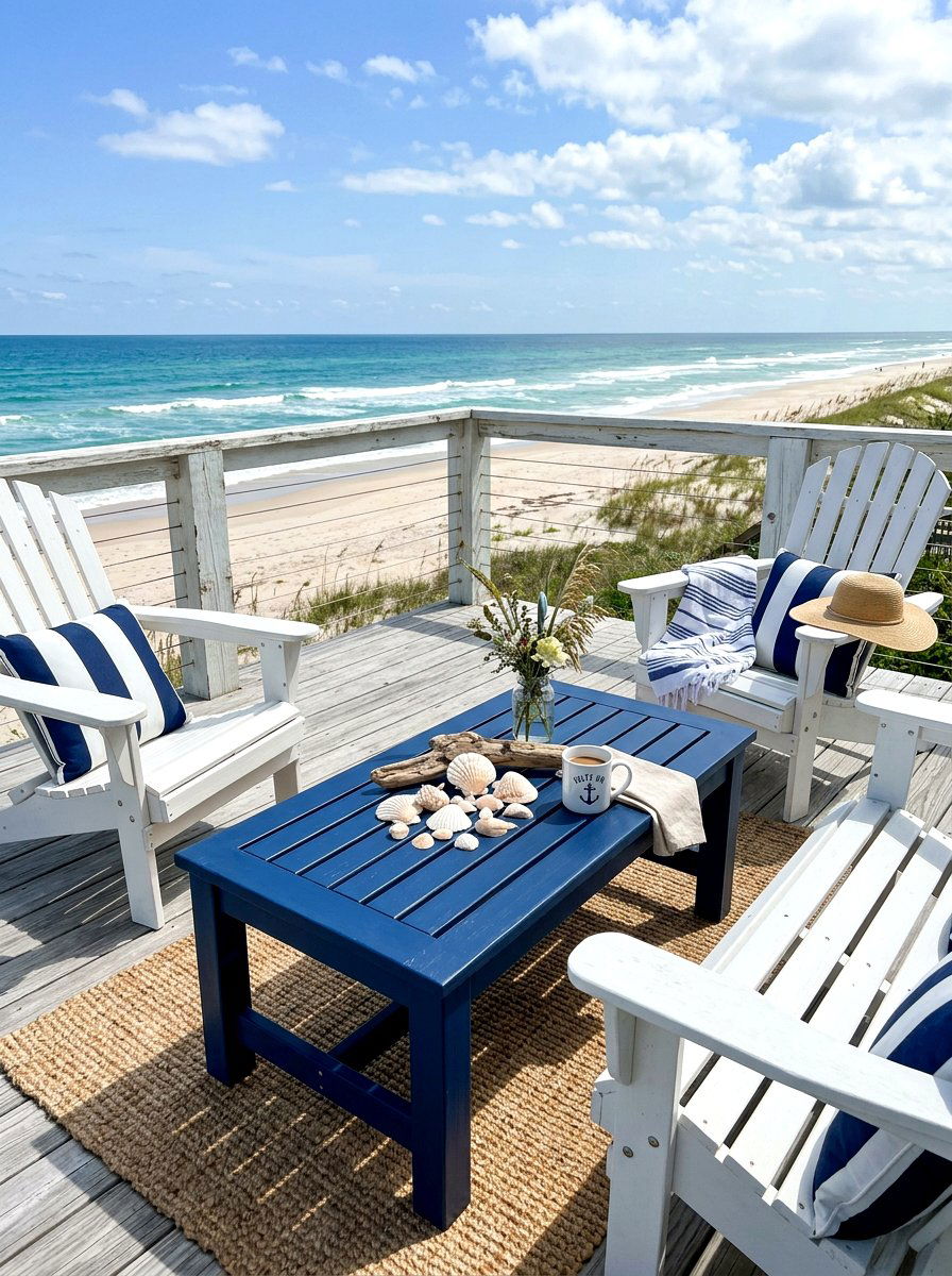 Coastal Blue Coffee Table - 30 outdoor coffee table ideas