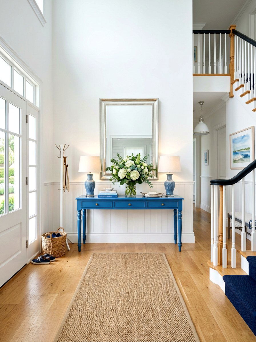 Coastal Blue Console Table - 30 Hamptons entryway ideas