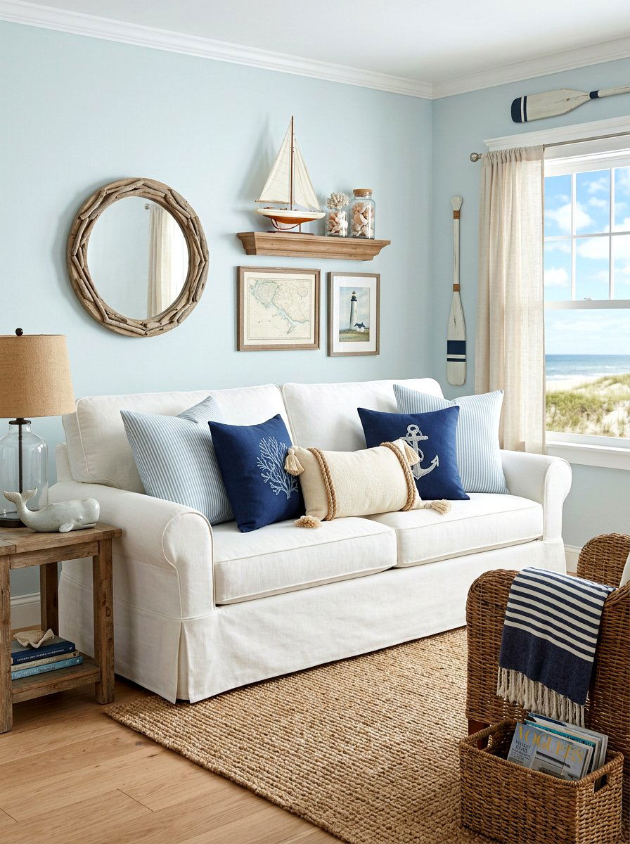 Coastal Blue Cushion Set - 30 layered throw pillow ideas