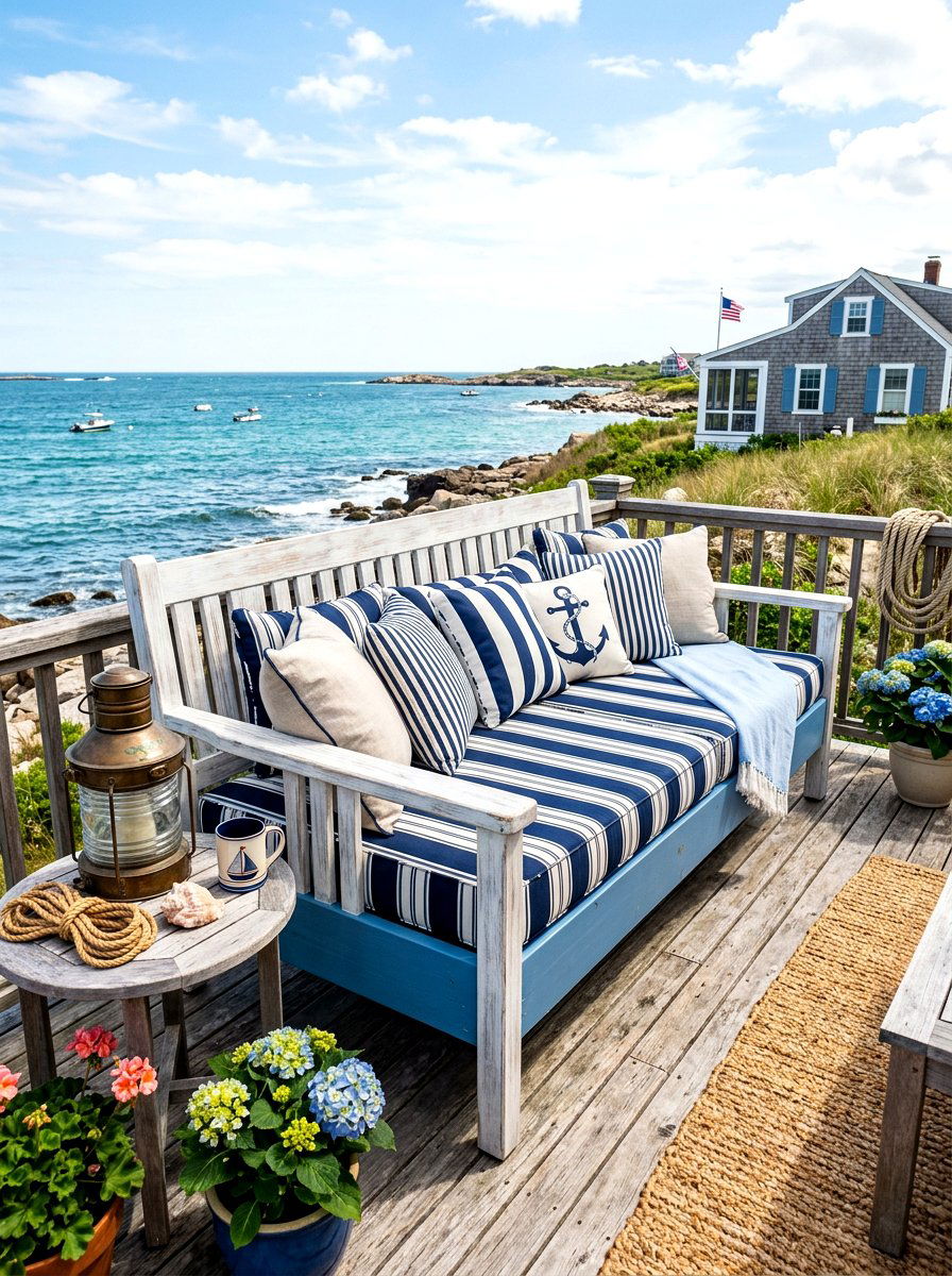 Coastal Blue Daybed - 30 poolside daybed ideas