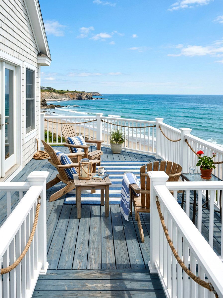 Coastal Blue Deck - 30 wood stain deck ideas
