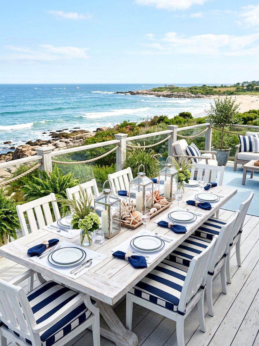 Coastal Blue Deck Dining - 30 deck dining zone ideas