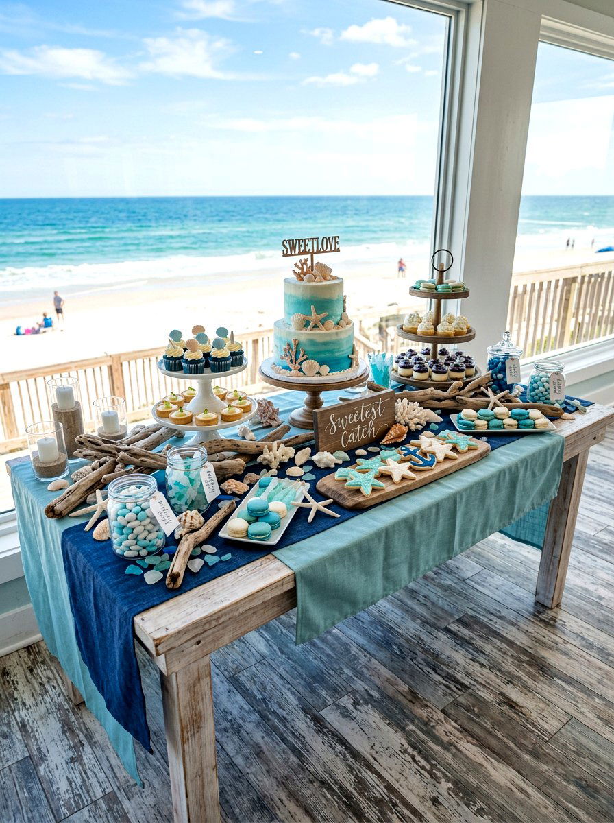 Coastal Blue Dessert Table - 30 dessert table decor ideas