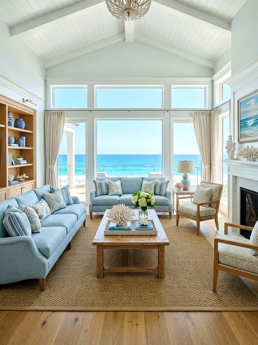 Coastal Blue Formal Living Room - 30 formal living room ideas
