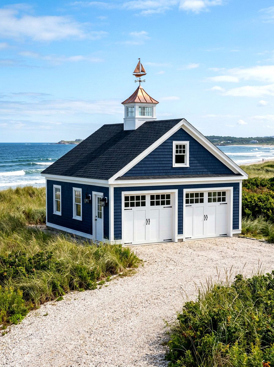 Coastal Blue Garage - 30 detached garage exterior ideas
