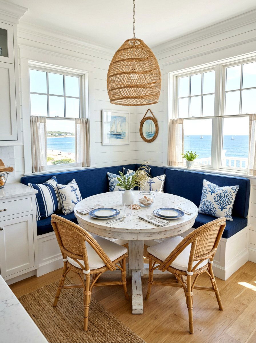 Coastal Blue Kitchen Nook - 30 breakfast window nook ideas