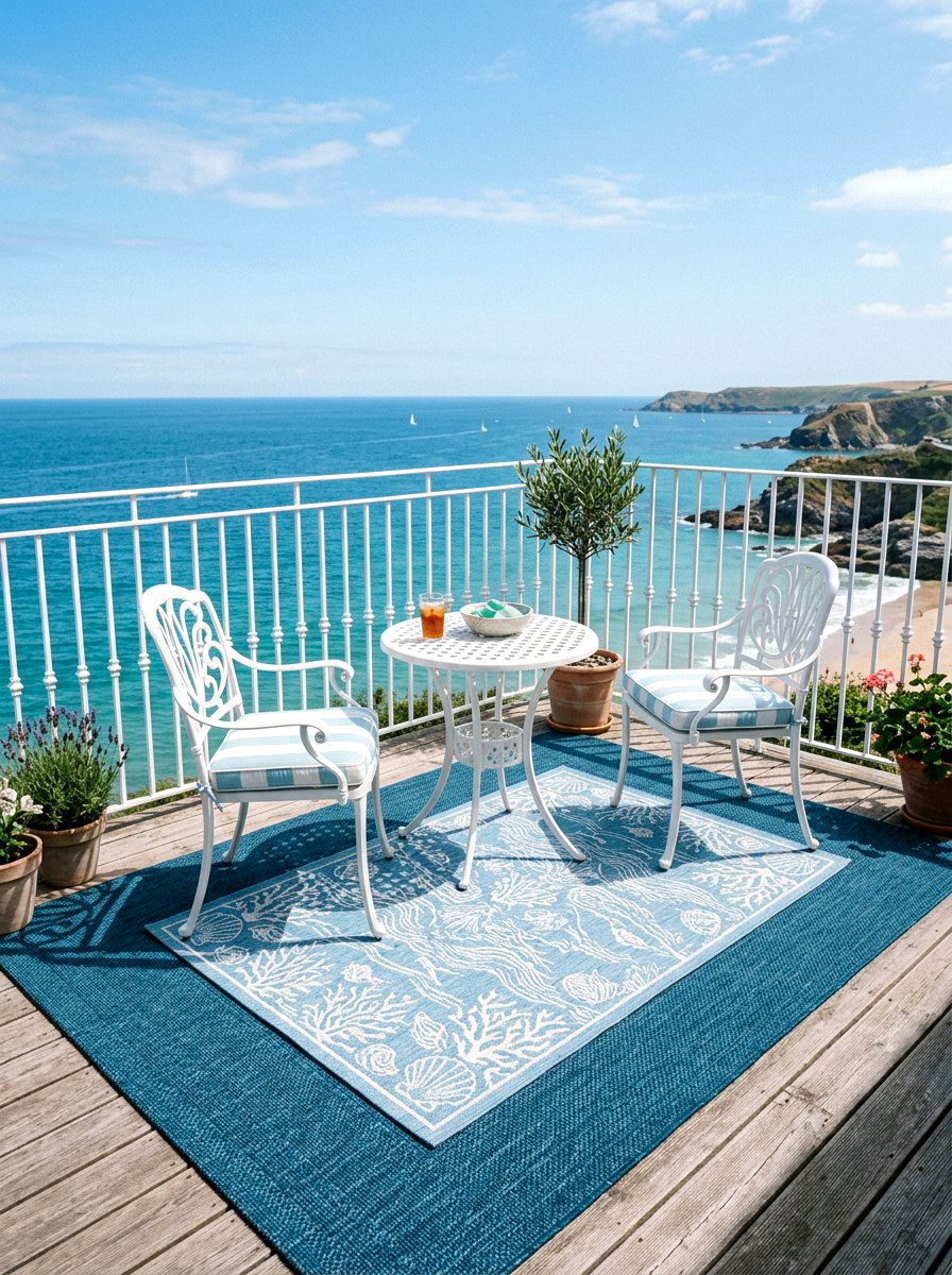 Coastal Blue Outdoor Rug Duo - 30 outdoor rug layering ideas